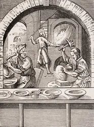 Beckenmacher, Reproduktion eines Holzschnitts von Jost Amman (1539-91) aus 